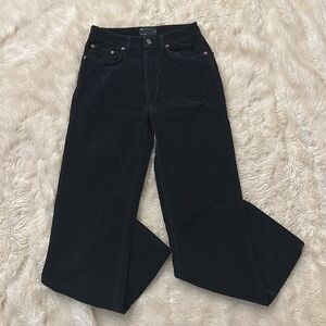 ASOS Black Velvet Feel Straight Leg Pants Size 25
